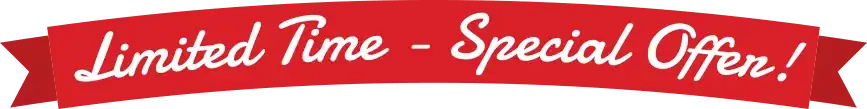 Red ribbon banner with white cursive text reading Limited Time Special Offer for KlaroNail