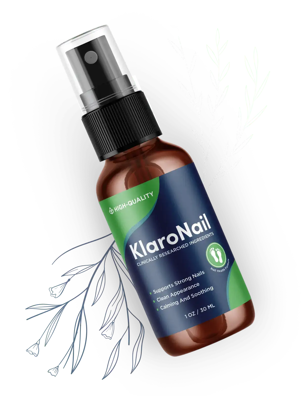 KlaroNail 1 oz 30ml spray bottle with clinically researched ingredients label